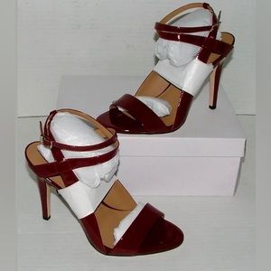NWOB Calvin Klein Heels Melville Patent Dark Red Sz 10